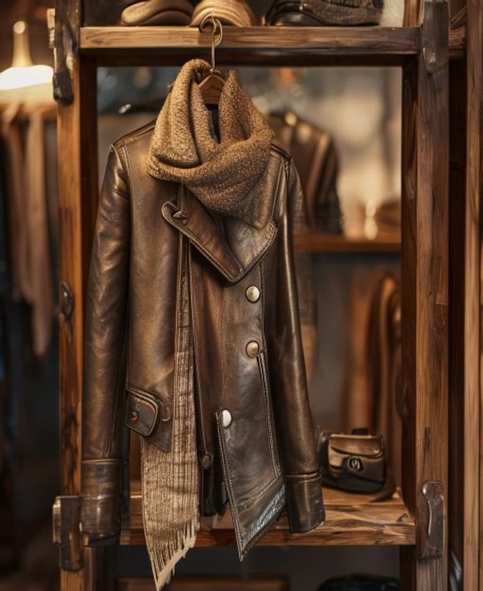 Vintage leather jacket and scarf